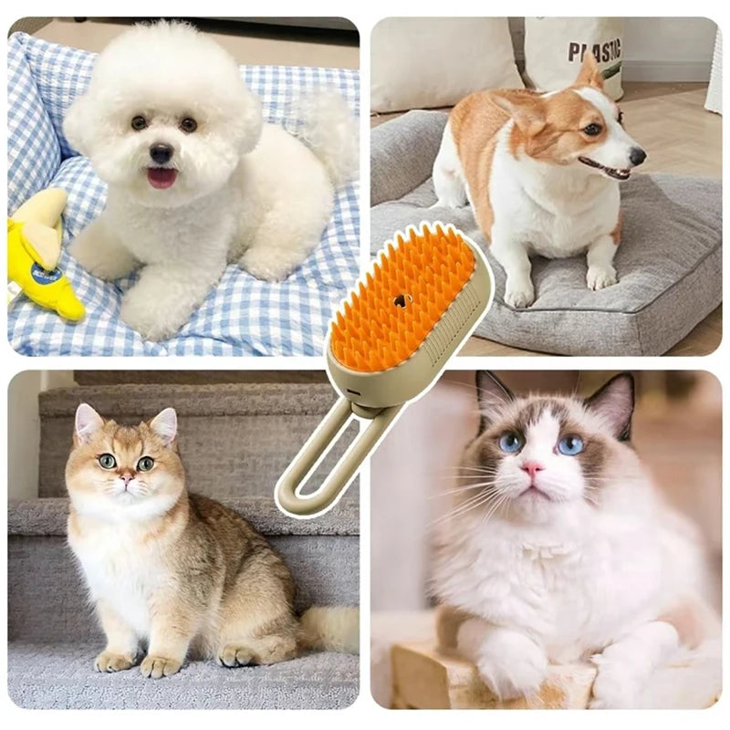 3-in-1 Steam Grooming Brush for Cats & Dogs