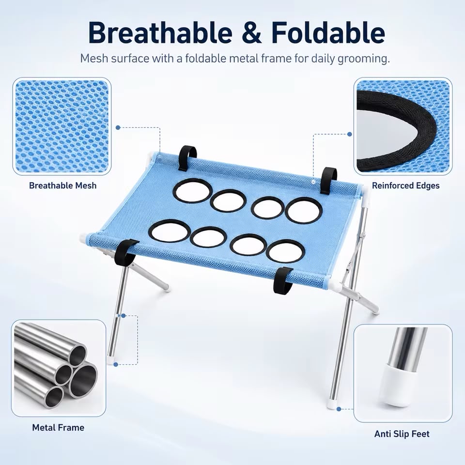 PawEase Foldable Pet Grooming Hammock & Stand
