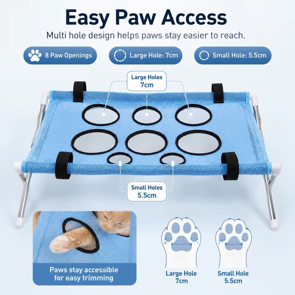 PawEase Foldable Pet Grooming Hammock & Stand