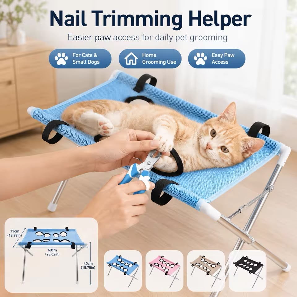 PawEase Foldable Pet Grooming Hammock & Stand